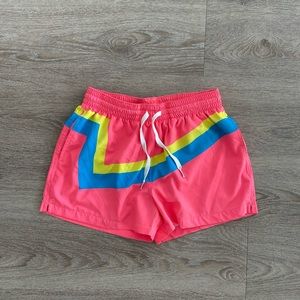 Chubbies pink striped swim trunks